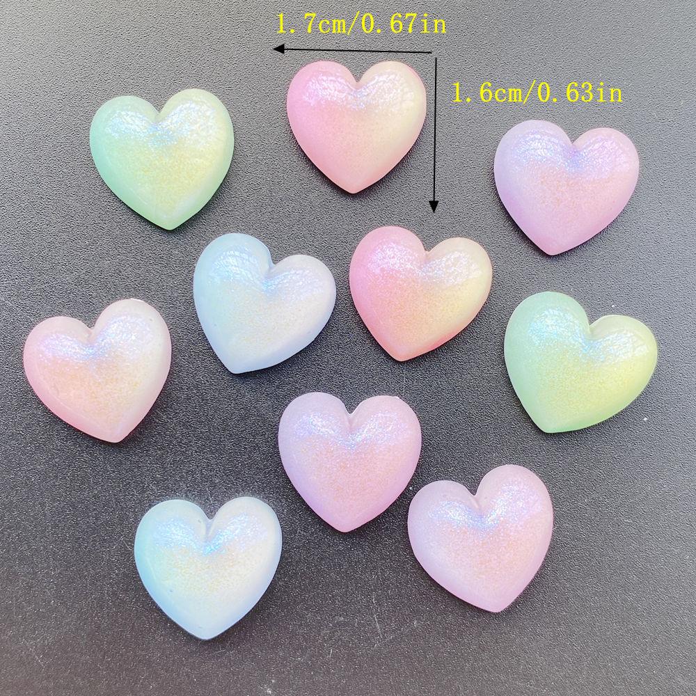10Pcs New Cute shiny colorful heart shape Flat Back Resin Scrapbooking DIY Jewelry Craft Decoration Accessorie