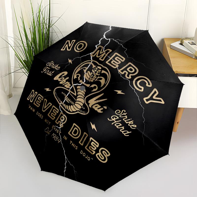 Cobra Kai Fashionable Automatic Opening/Closing Folding Umbrella. Portable and Foldable, Ideal for Gift, Travel, and Daily Use.