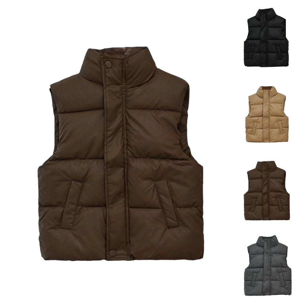 Kids' Stand Collar Vest - Thickened Sleeveless Jacket