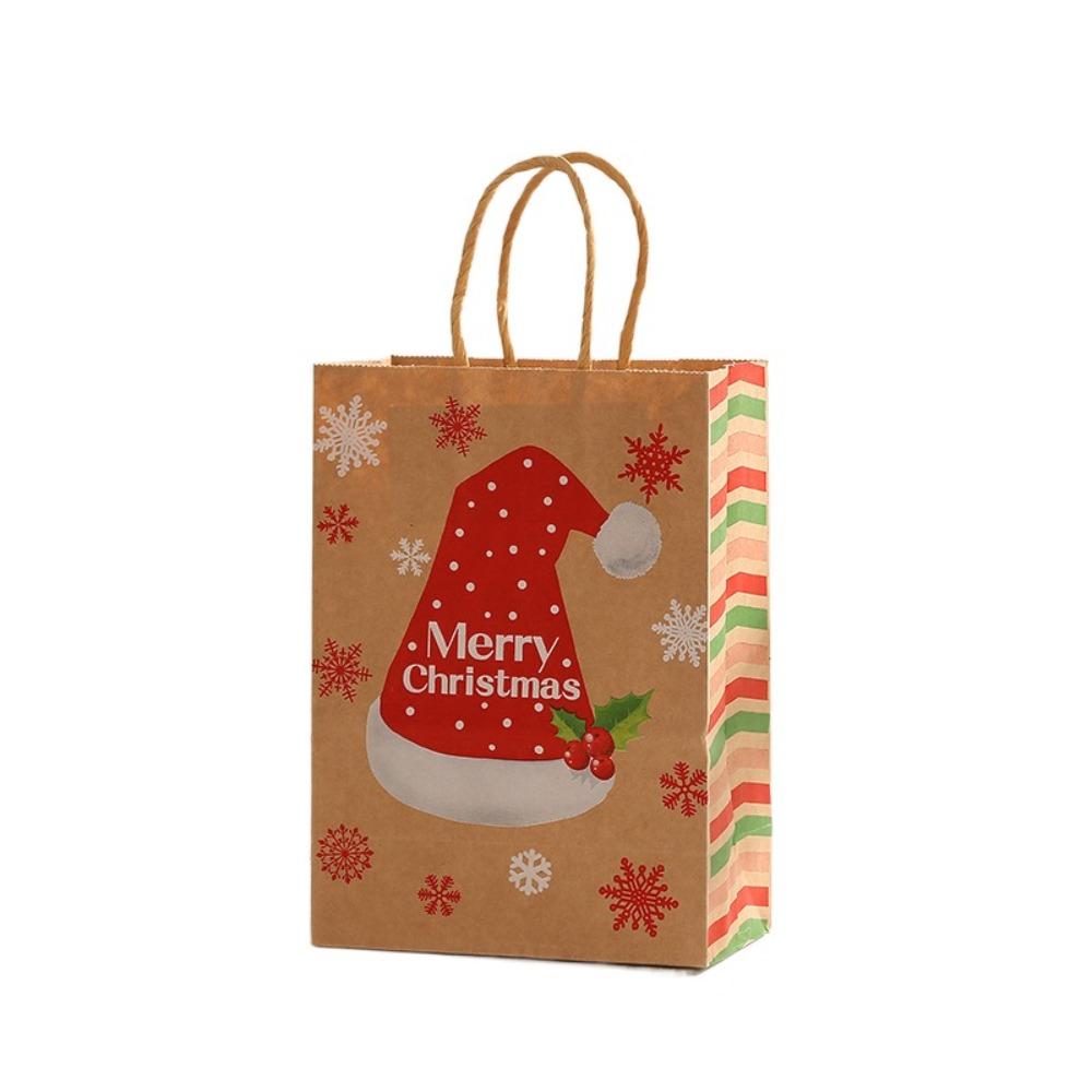 10Pcs Kraft Paper Gift Packaging Bags Reusable Tote Bag Practical Christmas Gift Bag  New Year