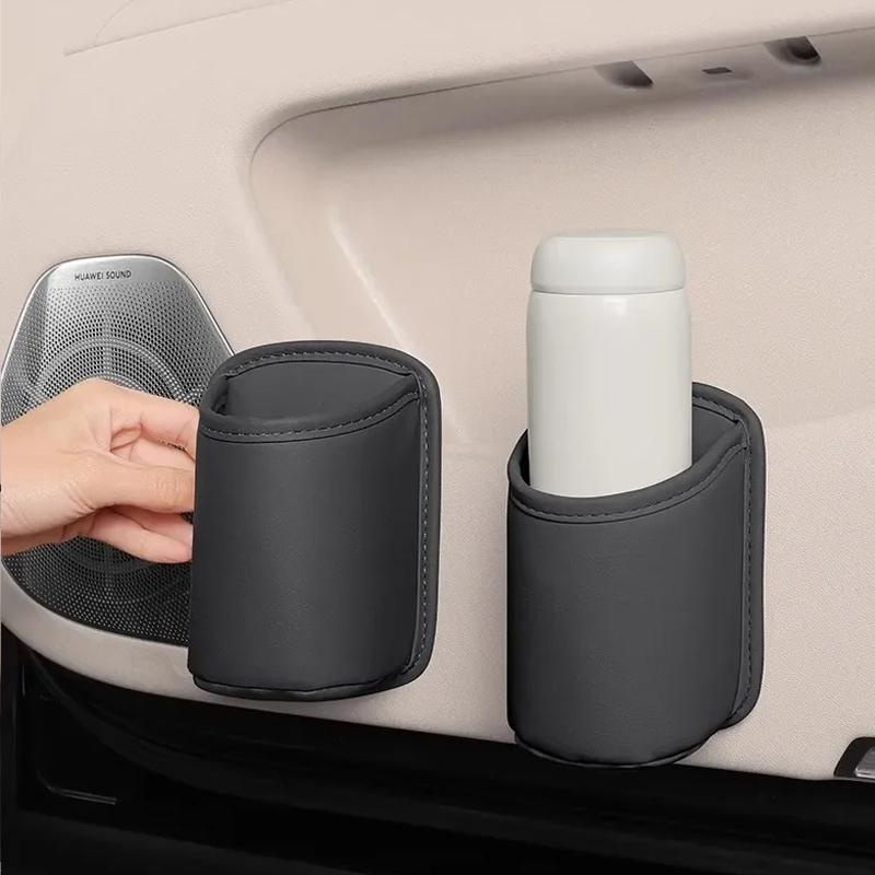 SEAMETAL Umělá kůže Držák na nápoje do auta Klip na pohár na vodu do vozidla Multifunkční úložný box Doplňky do interiéru auta