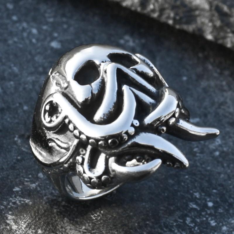 Adjustable Octopus Skull Ring Men Women Vintage Punk Rock Statement Jewelry Copper Electroplated Open Size