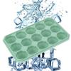 15Grids DIY Silicone Ice Tray Freeze Pudding Mold Chocolate Mould Baking with Lid Green
