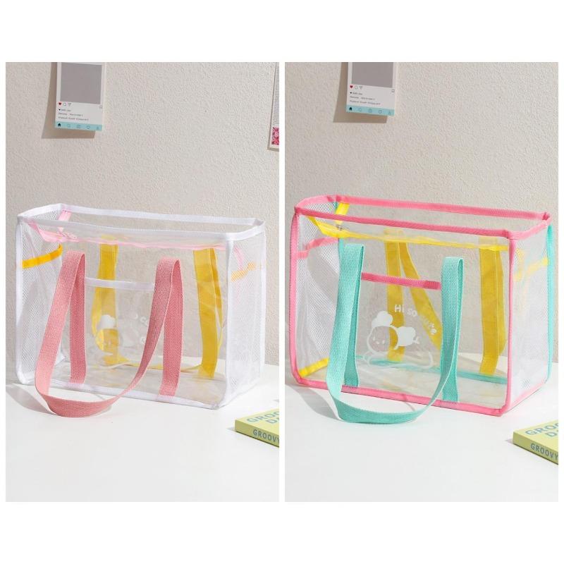 Summer Fashion Tote Bag Large Clear PVC Cartoon Handbag Jelly Transparent Beach Purse for Women Cute Shower Shoulder Bag for Bath