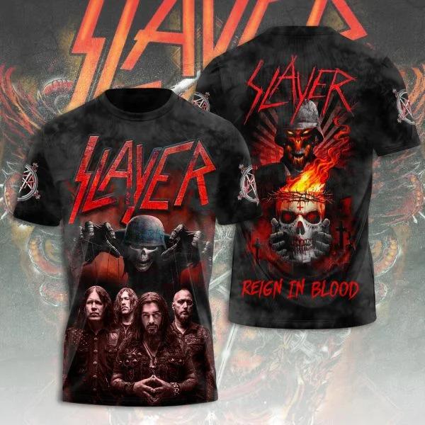 T-shirt alla moda da uomo Rock Band Slayer Stampa 3D T-shirt Uomo Donna Hip Hop Manica Corta Maglietta Oversize Streetwear Top Abbigliamento