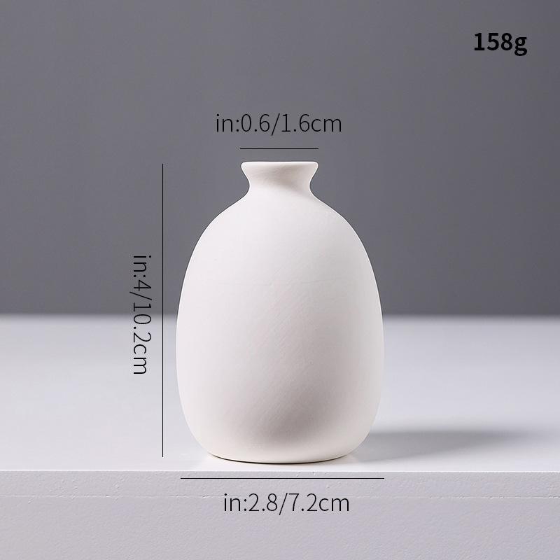 White Ceramic Mini Vase, Chinese Minimalist Desktop Hydroponic Pot for Dried Flowers, Aesthetic
