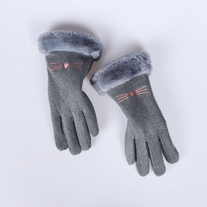 Women s Winter Cartoon Cat Face Gloves One Size