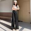 Damen Hochtaillierte Satin-Eis seide Weite Hosen - Sommer Bodenlang mit Bindeband Design
