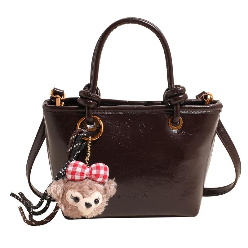 New Autumn and Winter Maillard Bag Women's Retro Versatile Hand Carry Shoulder Messenger Bag Bucket Bag