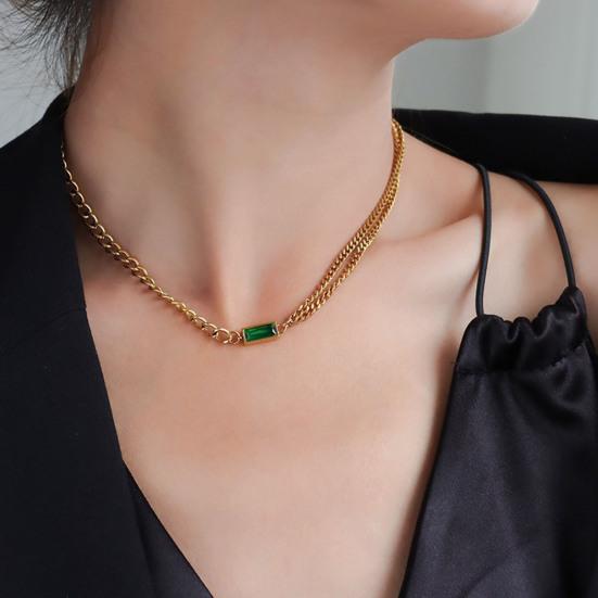 Women Earrings Chained Square Cubic Zirconia Jewelry Vintage Electroplating Necklace Earrings Bracelet for T Show Gown