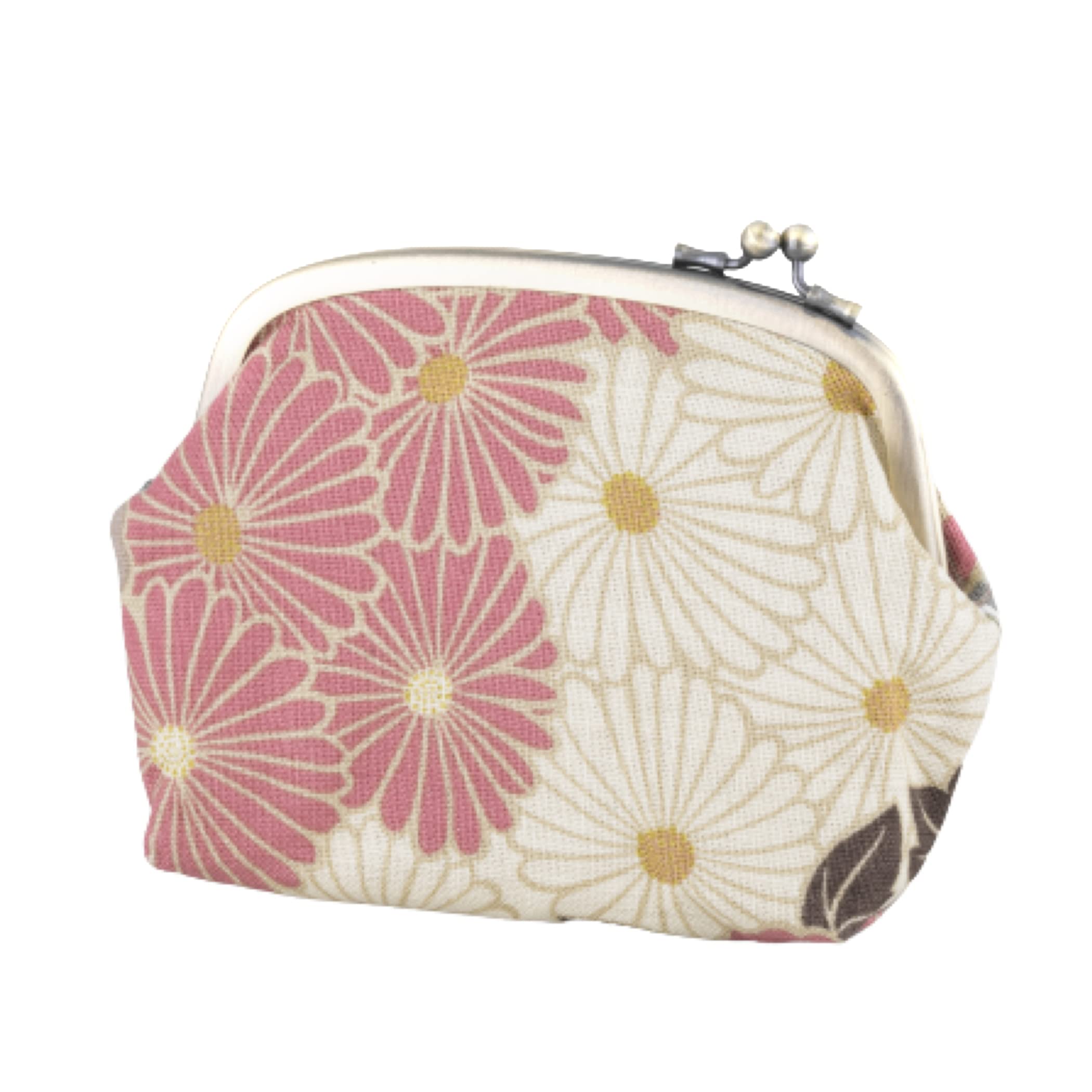 

Noren Gamaguchi Pouch Flower Gamaguchi Small Item Case Made in Japan with Interior Coin Portable (Retro Pouch/Pink Beige) - Makeup, Cosmetics,