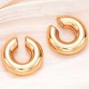 Orecchini a clip rotondi oversize spessi per donna in acciaio inossidabile placcato oro Ear Cuff Tubo cavo Clip spesse Gioielli
