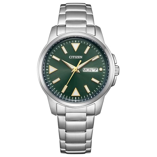 CITIZEN Wristwatch COLLECTION BM8180-71W (Simple/Solar Eco-Drive/Water Resistant) Mens Day Date Luminous Business Green Silver