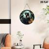 2D Flat Acrylic Vintage Witch Halloween Wall Decor - Window Pendant with Raven and Pumpkin Design, Home Garden Party Decor, for Halloween Christmas