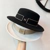 Autumn and Winter Women's Wool Woolen Flat Top Top Hat Female British Retro M Standard Celebrity Style White Felt Hat Jazz Hat Tide