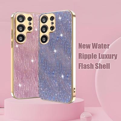Custodia Galvanizzata con Effetto Onda d'Acqua per Samsung Galaxy S25 S24 S23 Ultra Plus Coperture Protettive in Silicone per Galaxy S25Edge S24FE S23FE
