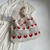 Knitted Handbags Female Large Capacity Totes Women's Shoulder Bag Summer Beach Bag Casual Hollow Woven Shopping Purses AVE
