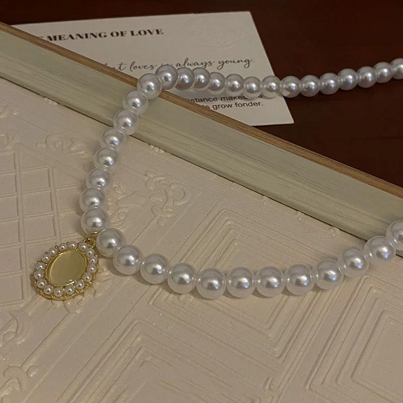 Korean New Imitation Pearl Choker Colar Thick Chains With Pendant Necklace For Women Fashion Choker Necklaces Jewelry Gift