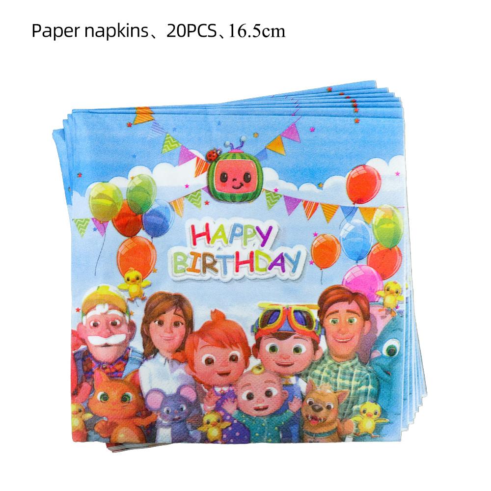 Cocomelon Party Decoration Tableware Set Birthday Party Supplies Favors Gifts Tablecloth Napkins Plates Cups Gift Bags