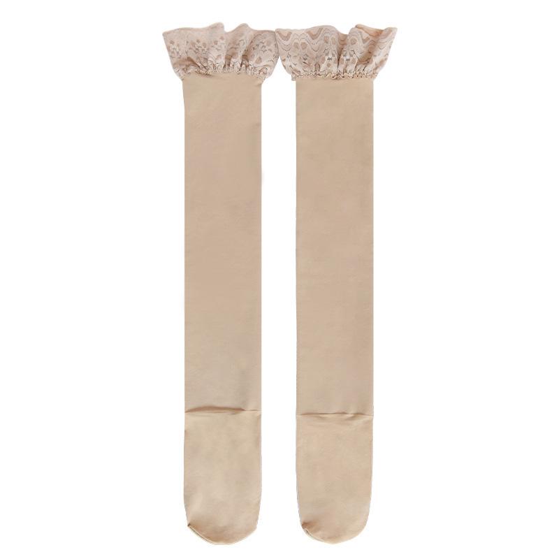 Damen Herbst/Winter Plüsch Verdickte Hohe Stulpen Transparent-Look Rutschfest Doppellagige Strümpfe