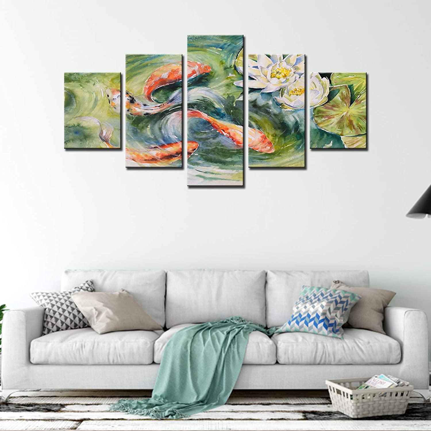 

5 шт., картины в китайском стиле с рыбой, Золотая рыбка, животное, 5 шт., фотографии, холст, настенный художественный постер, современный абстрактный домашний декор