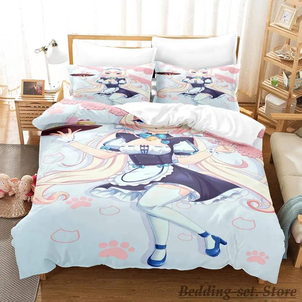 Kawaii Nekopara Bedding Set Single Twin Full Queen King Size Bed Set Aldult Kid Bedroom Duvetcover Sets Anime Parure De Lit Bed