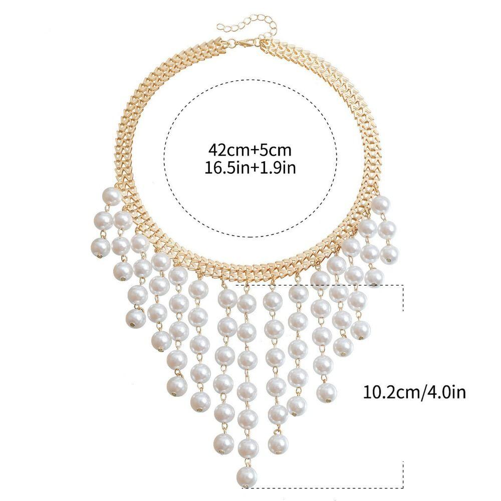 Sweater Chain Clavicle Chain Women Adjustable Imitation  Pearl Necklace  Gifts