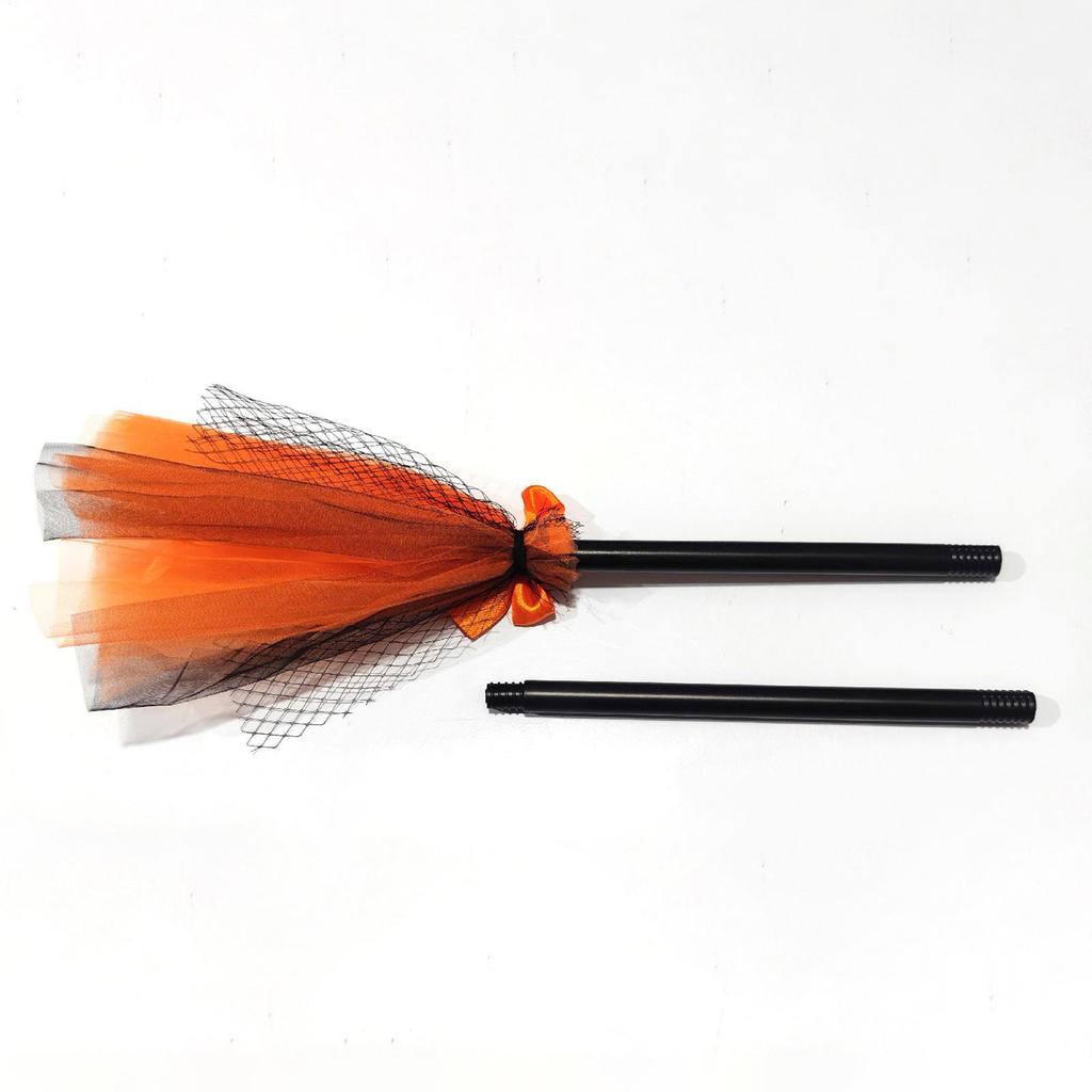 Halloween Witch Broom Costume Toy Cosplay Props Pretend Play Accessories for Haunted House Trick-or-Treat Children Boys Girls