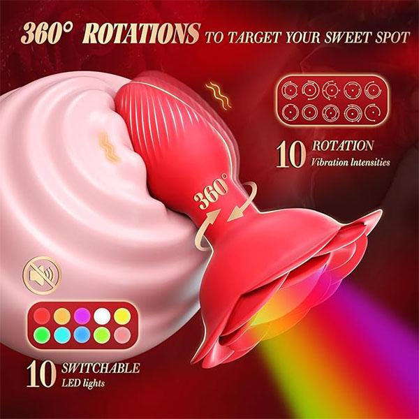 Rose Sex Toys Vibrators, 360°Rotation Adult Toys for Women, Remote Control 10 Vibrating Rotating Modes, Couple Sex Toy Prostate Massager