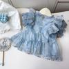 Girls' Chinese-Style Summer Two-Piece Set: Fashionable Short-Sleeved Top & Pants (EXB001)