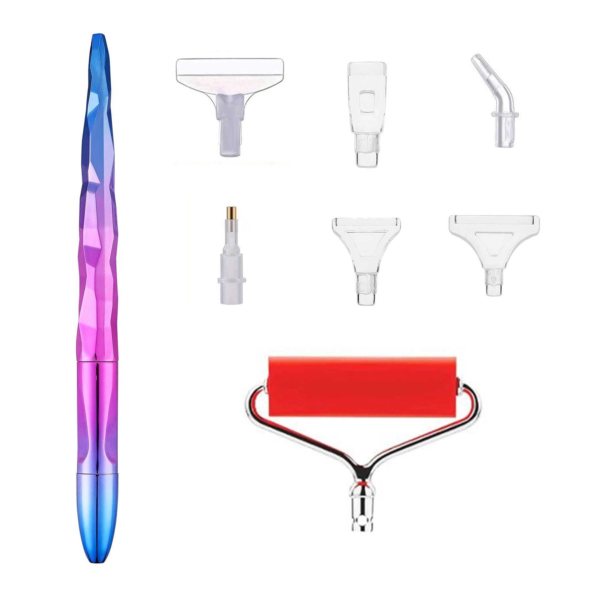 

5D алмазный инструмент для рисования, ручка-сверло с пластиковыми головками, ролик, набор для самостоятельной вышивки, аксессуары для алмазной вышивки фиолетовый