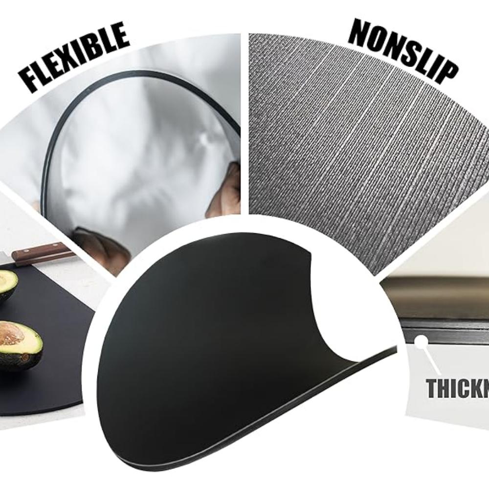 Thick silicone kitchen cutting board pad, TPU double-sided flexible cutting board, anti-slip rubber semi-circular cutting board