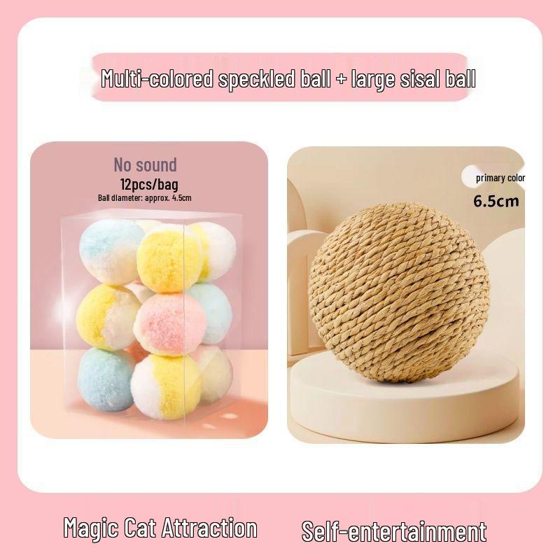 Silent 4cm Pom-Pom Cat Toy Ball – Eco-Friendly and Quiet