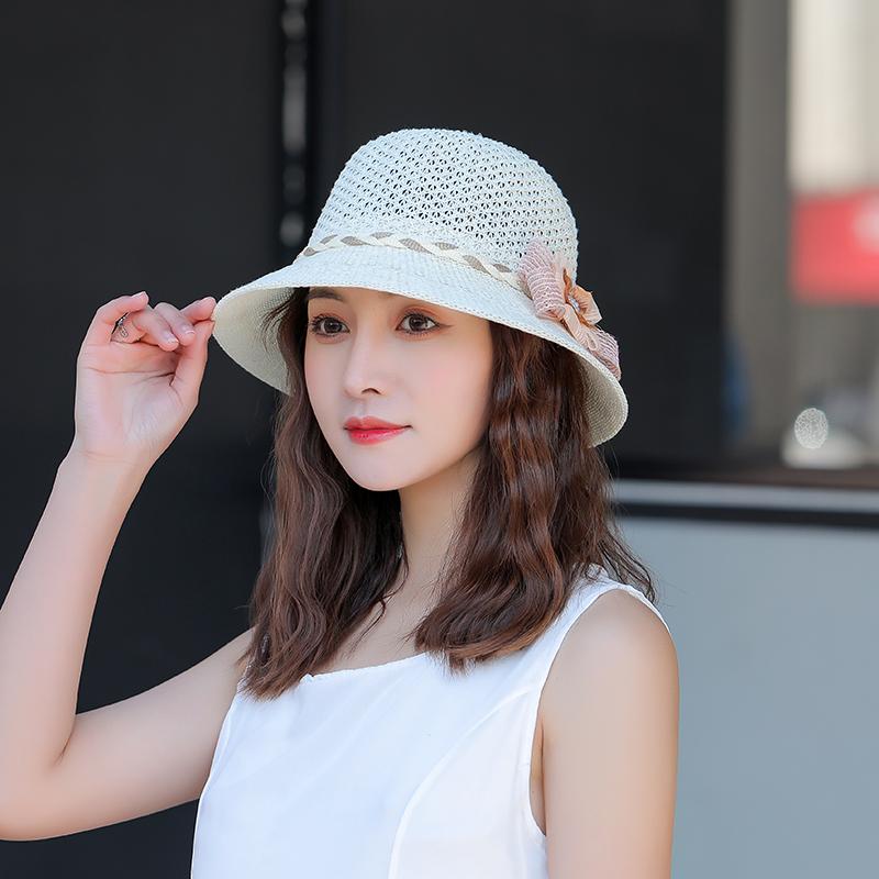 2025 Neue Sommer Einfarbige Floppy Atmungsaktive Strohhüte Für Damen Blumen-Accessoires Damen Sommer Strand Sonnenhüte