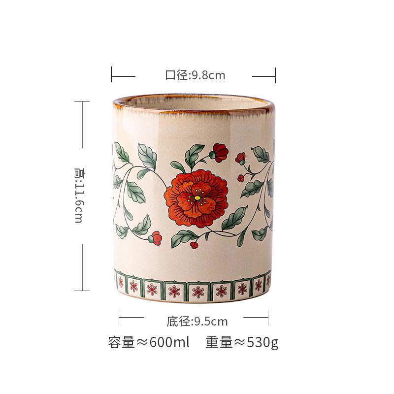 Vintage Ceramic Chopstick Holder Creative Storage Jar Chopstick Storage Cylinder Knife Fork Spoon Storage Rack Kitchenware