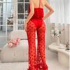 Womens Sheer Mesh Heart-Print Bodysuit With Matching Panty Set - Red S To XXL