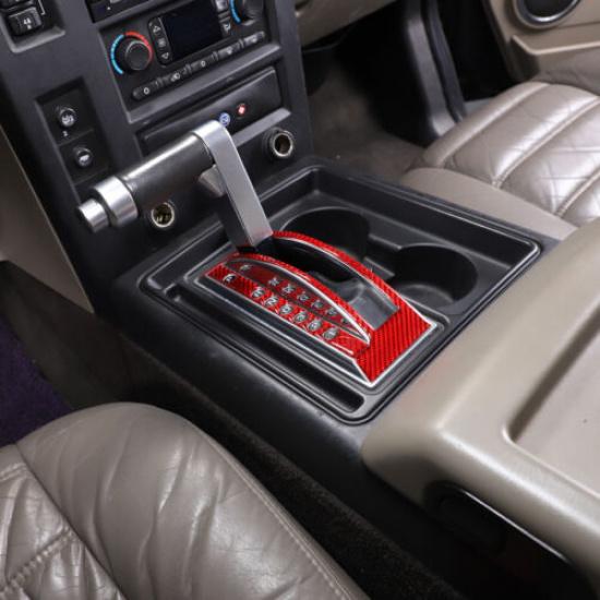 Red Carbon Fiber Center Console Gear Shift Trim Sticker for Hummer H2 2003-07