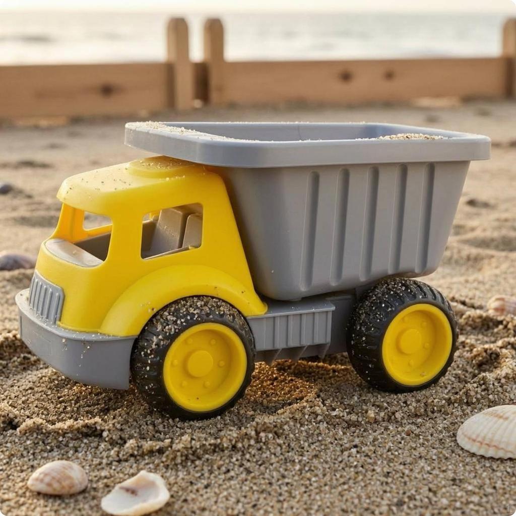 Sand Transport Toy Truck Yellow Operator's Cab Beach Dump Gray Body Children's Plaything for