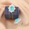 Classic 925 silver-plated square blue zircon earrings-luxury party ladies jewelry
