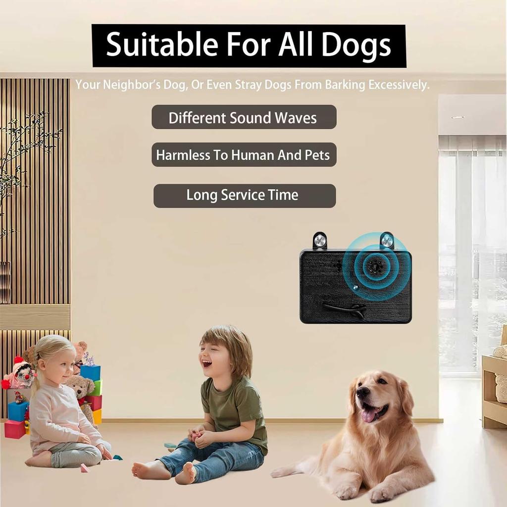 Long Range 50ft Anti Barking Devices 3 Modes Universal Bark Box 270° Coverage Portable Cat Snake Repellent Tool Outdoor Indoor