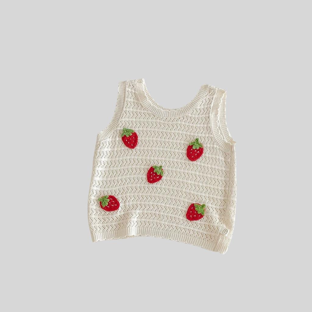 MILANCEl 2025 Summer Kids Clothing Set Strawberry Vest  And Wide Leg Pants 2 Pcs Girls Suit  Girls Clothes Suit
