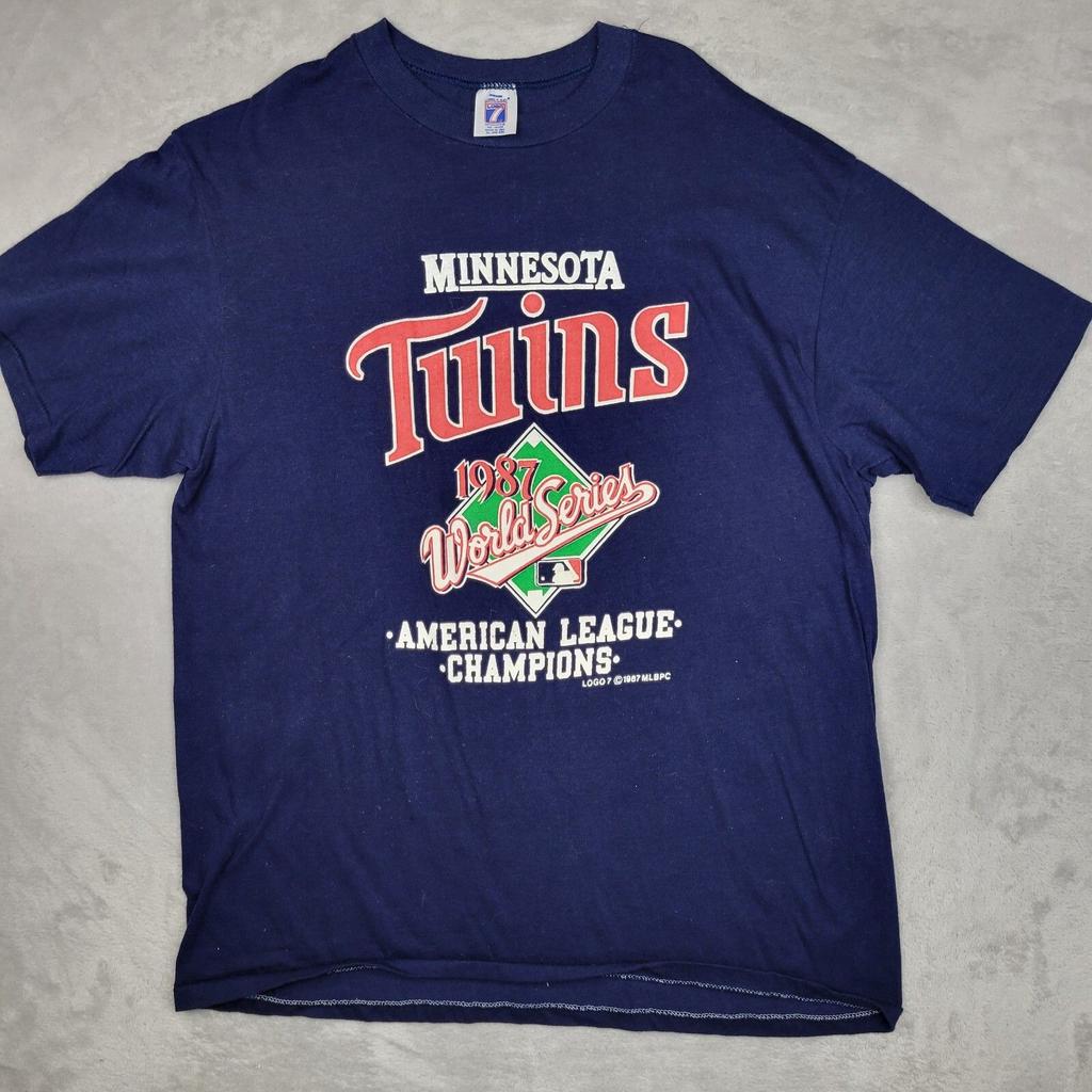 Unisex shirt Cotton Oversize Large Size Minnesota Twins Shirt Men XL Vintage Single Stitch American League Champion 1987
