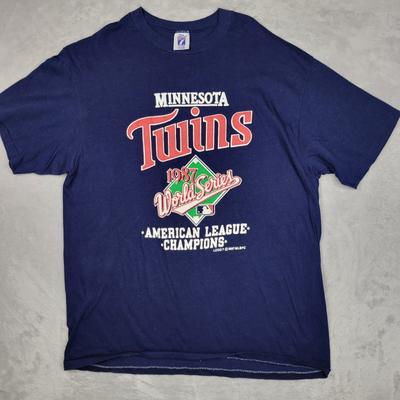 Unisex Shirt Cotton Oversize Large Size Minnesota Twins Shirt Men XL Vintage Single Stitch American League Champion 1987