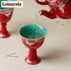 11ml Chinese Red High-feet Teacup Creative Butterfly Tea Bowl Cute Cup Tea-tasting Smelling Cup Jianzhan Master Cup Teaware Gift
