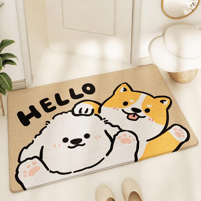 

Износостойкий коврик для входной двери с изображением милой мультяшной собаки, водопоглощающий противоскользящий ковер для удаления пыли с балкона 50*80cm