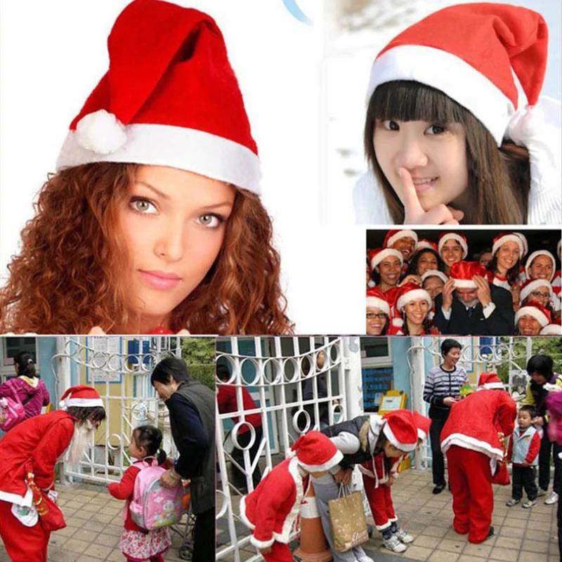 Vánoční čepice Plyšová Měkká Ultra Silná Teplá Čepice Santa Clause Silná Ultra Měkká Plyšová Čepice Santa Clause Festivalová Čepice Bavlna Samet