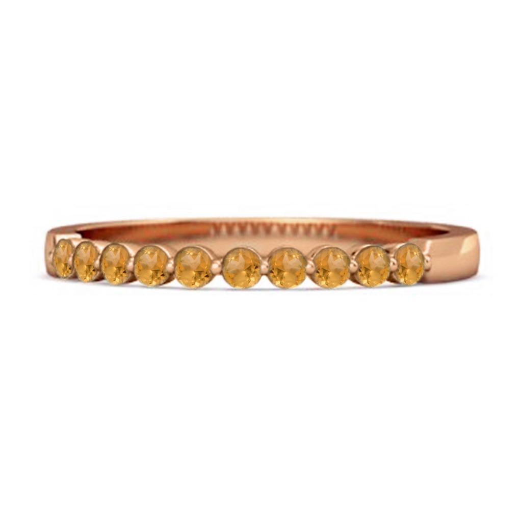 Citrine Half Eternity Design Band Ring - 925 Sterling Silver Rose Gold Vermeil