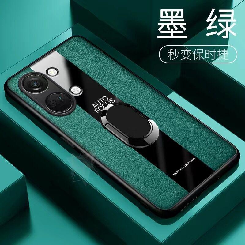 Custodia per Telefono con Anello Magnetico Per OnePlus Nord 3 5G Copertura in Pelle di Lusso Per One Plus Nord3 Elegante Capa Paraurti in Silicone Antiurto
