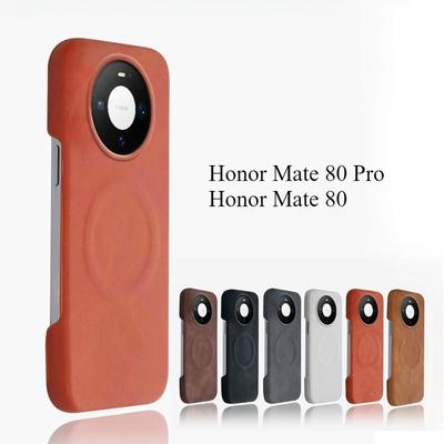 Cases For Honor Mate 80Pro PU Leather Sheepskin Frameless Anti-Fall Hard Case For Mate 80 Pro Magnetic Wireless Charging Cover