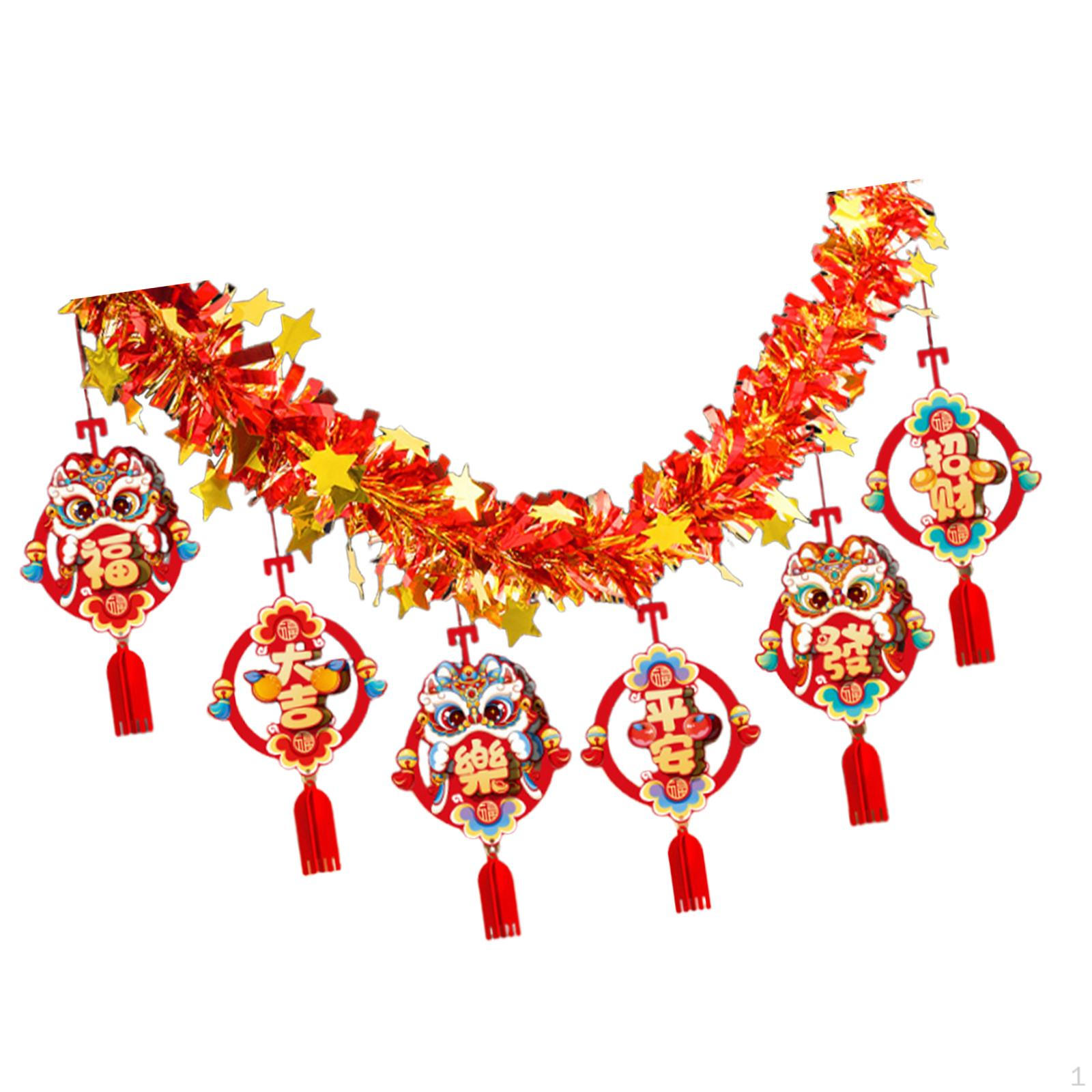 

Chinese Year Garland Banner Ornament for Bedroom, Lion dance